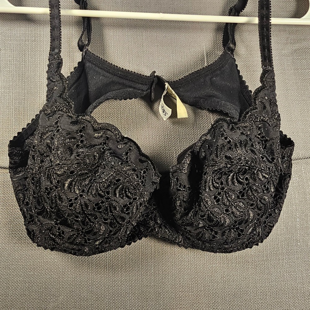 Impressions by Felina Black Floral Lace  Underwire Bra 36B‎ 3779